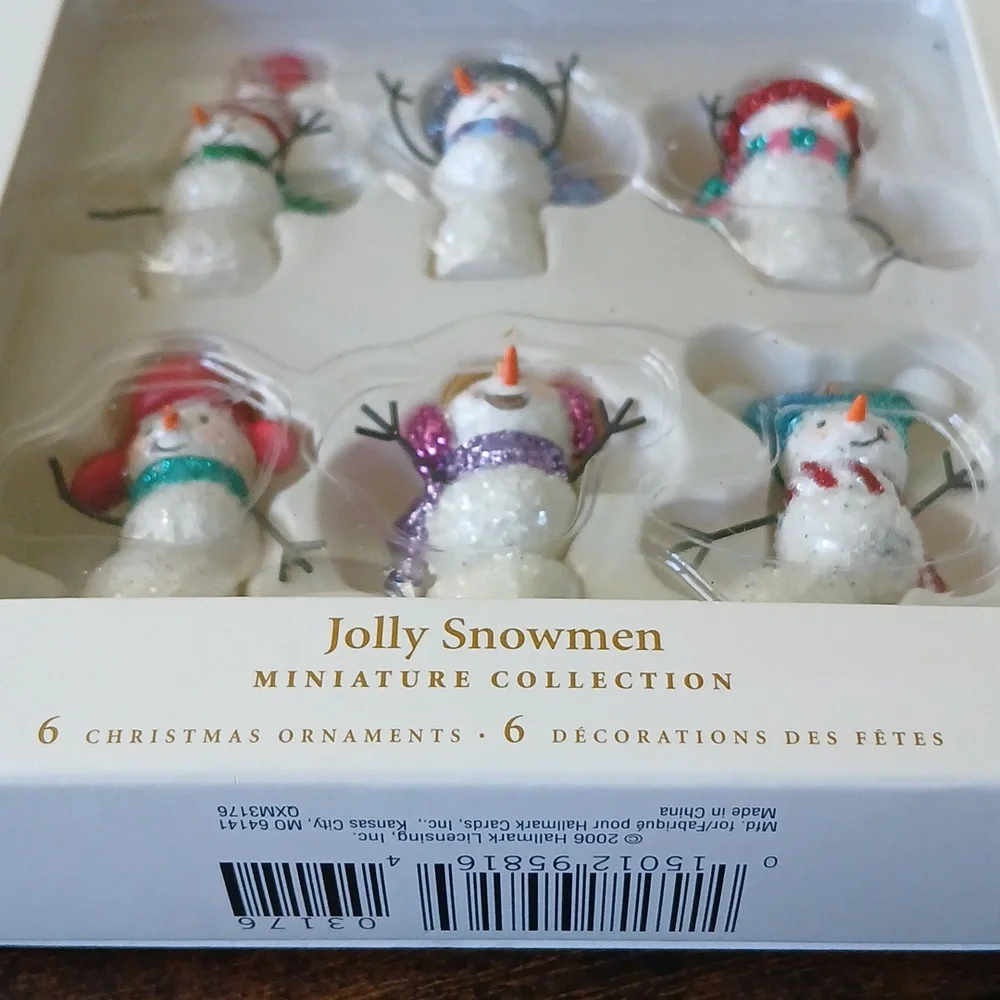 Halmark Keepsake Jolly Snowmen Miniature Collection 6 Christmas Ornament Holiday
